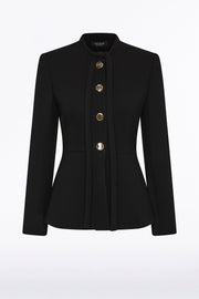 BLACK CREPE TIE NECK JACKET