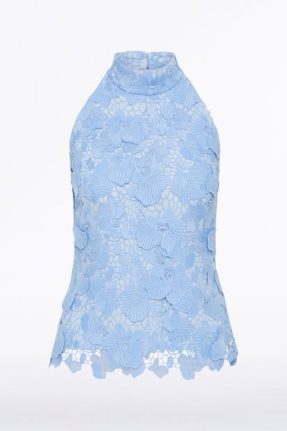 CELESTE 3D LACE HALTER TOP