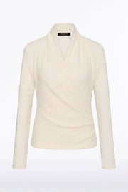 CR�ME LOOPED KNIT SHAWL WRAP TOP