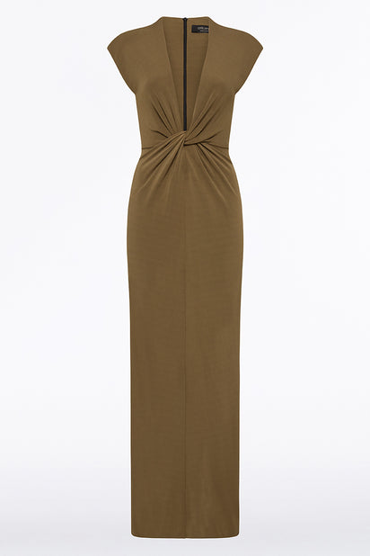 PALM MATTE JERSEY PLUNGE DRESS