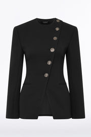 BLACK CREPE MONETA LONG JACKET