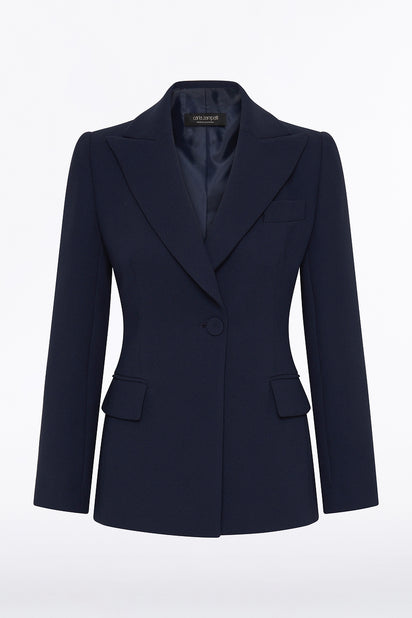 NAVY CREPE CLASSIC JACKET