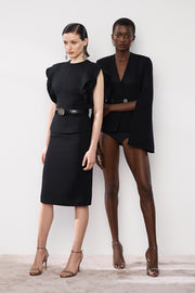 BLACK CREPE DINASTIA PENCIL SKIRT