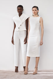 WHITE CREPE SHEATH DRESS