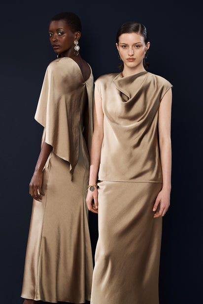 TOURMALINE SATIN BIAS SKIRT