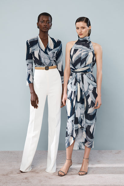 PAINTED FLORAL GEORGETTE WRAP TOP