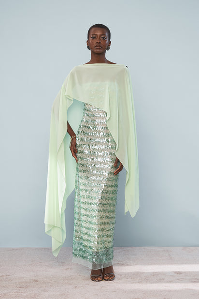 CELEDON SEQUIN STRAPLESS GOWN