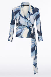 PAINTED FLORAL GEORGETTE WRAP TOP