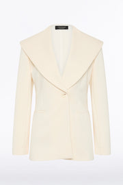 IVORY PONTE WIDE SHAWL COLLAR JACKET