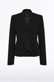 BLACK CREPE SHAWL COLLAR JACKET