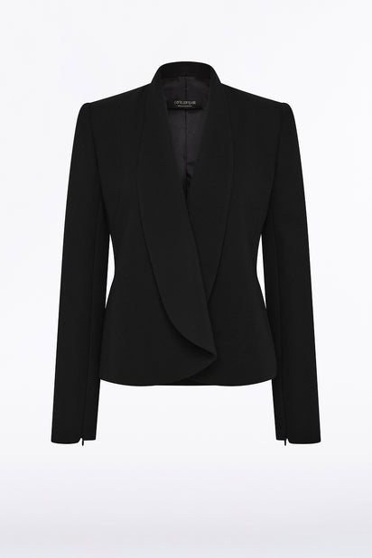 BLACK CREPE SHAWL COLLAR JACKET