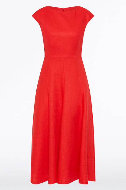 SCARLATTO LINEN A-LINE DRESS