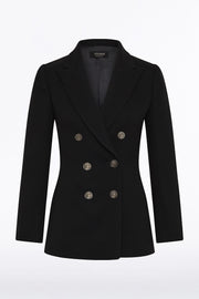 BLACK CREPE DOUBLE-BREASTED JACKET