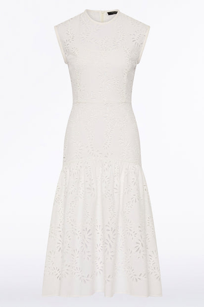 IVORY LACE BRODERIE MIDI DRESS
