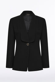 BLACK CREPE SHAWL COLLAR JACKET
