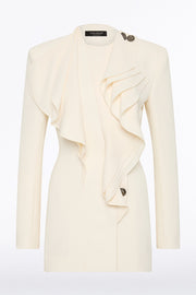 IVORY CREPE FLOUNCE BLAZER