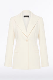 IVORY CREPE LONG LINE JACKET