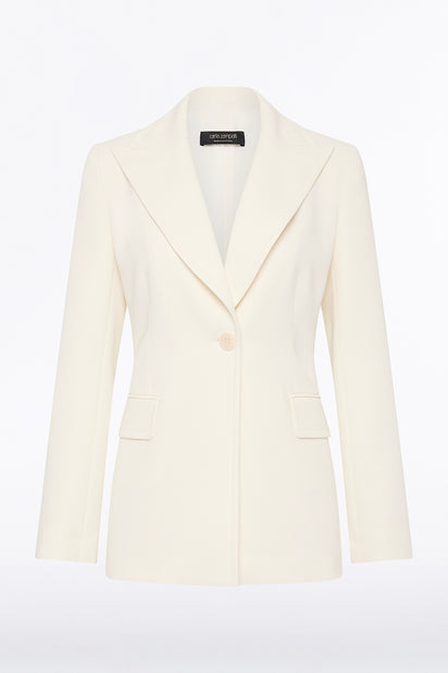 IVORY CREPE LONG LINE JACKET