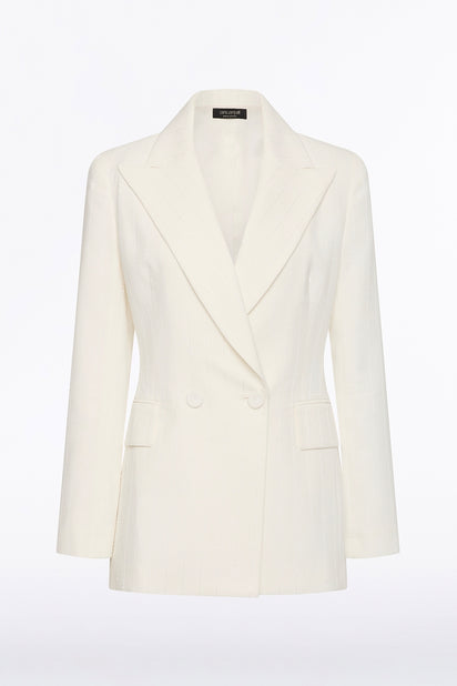 IVORY STARLIGHT TWILL DOUBLE BREASTED BLAZER