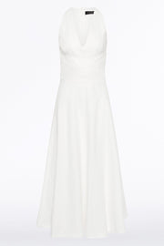 IVORY LINEN V-NECK WRAP DRESS