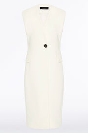 IVORY CREPE LONG LINE VEST
