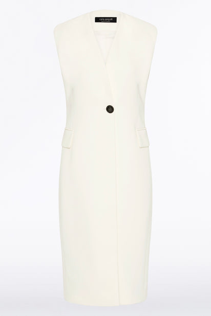 IVORY CREPE LONG LINE VEST