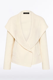 IVORY WOOL DRAPE FRONT JACKET