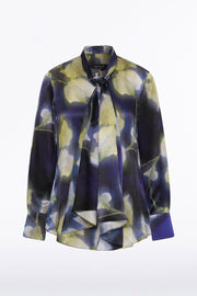 CALLA LILY SILK VISCOSE TIE NECK TOP