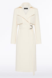 IVORY CREPE DOUBLE-BREASTED TRENCH COAT