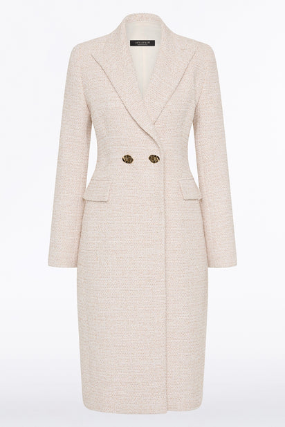 IVORY TWEED DOUBLE-BREASTED COAT