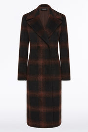 COCOA WOOL CHECK COAT