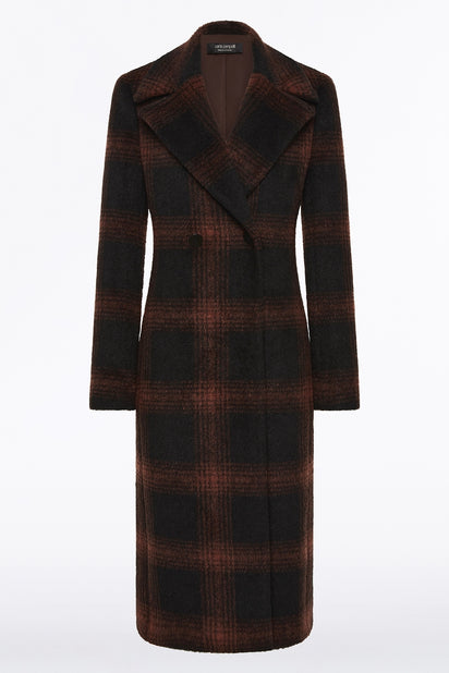 COCOA WOOL CHECK COAT