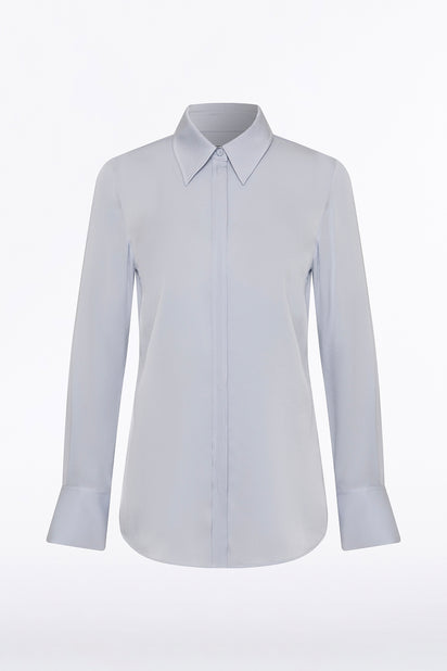 SKY BLUE SILK SATIN GEORGETTE CLASSIC BLOUSE