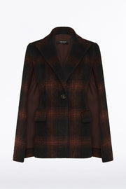 COCOA WOOL CHECK CAPE