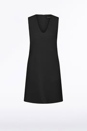 BLACK CREPE SCOOP NECK SHIFT DRESS