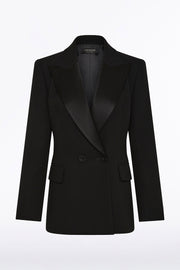BLACK CREPE DOUBLE BREASTED BLAZER