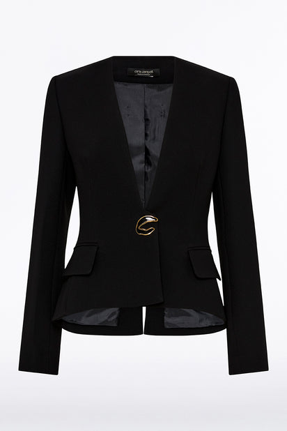 BLACK CREPE C JACKET