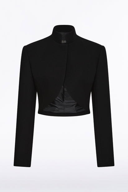 BLACK CREPE CROP JACKET
