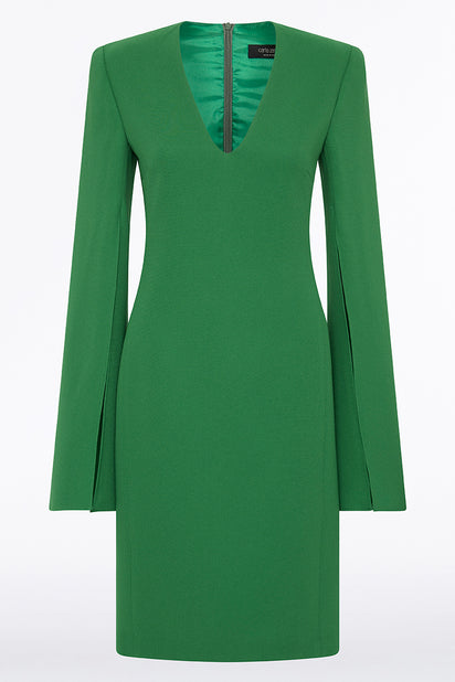 JADE CREPE V-NECK LOVERO DRESS