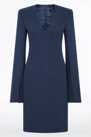 NAVY CREPE V-NECK LOVERO DRESS