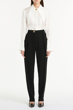 WHITE SILK TWILL ALTURA LONG COLLAR SHIRT