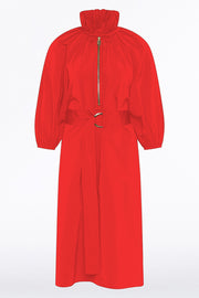 SCARLATTO TAFFETA RUFFLE ZIP DRESS