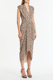 ROSA SPOT GEORGETTE SLEEVELESS WATERFALL DRESS