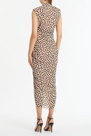ROSA SPOT GEORGETTE SLEEVELESS WATERFALL DRESS