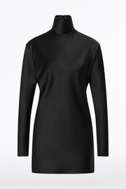 BLACK SATIN LONG SLEEVE TOP