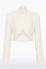 IVORY CREPE CROP JACKET