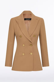 CINNAMON CREPE PEAKED DOUBLE BREASTED JACKET