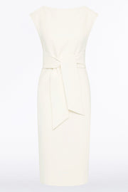 IVORY CREPE TIE FRONT DRESS