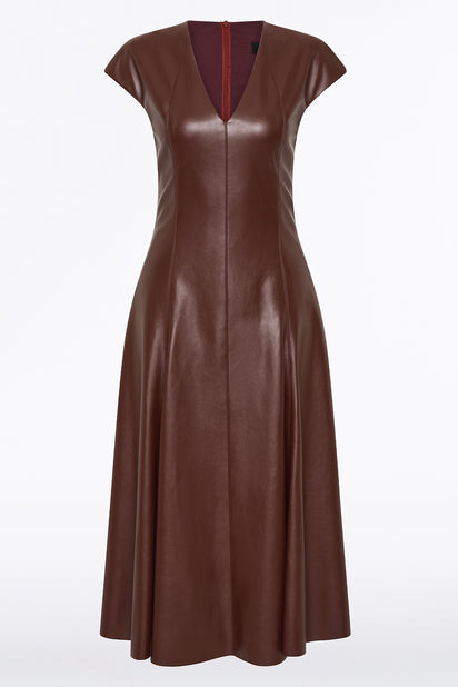 COCOA FAUX LEATHER PANEL DRESS