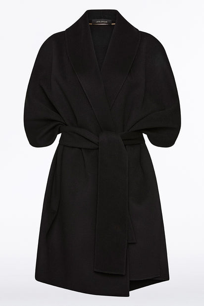 BLACK DOPPIA WOOL CAPE